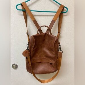 CHERUTY Faux Leather Cognac Backpack 13x12x6